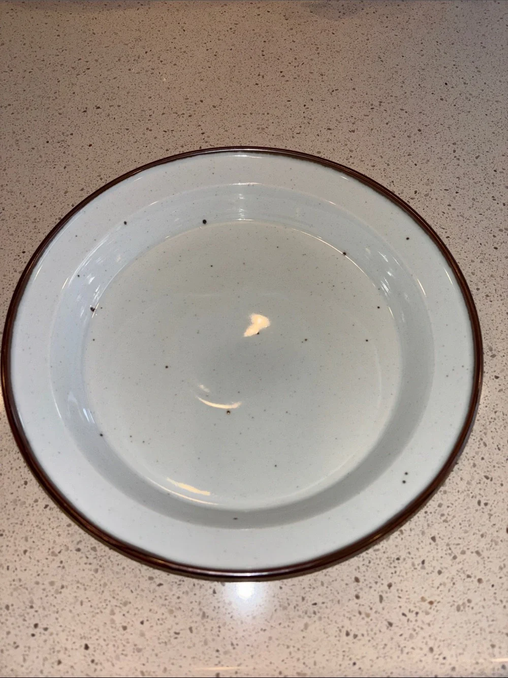 DANSK Grey Speckled Ceramic Serving Dish with Brown Rim